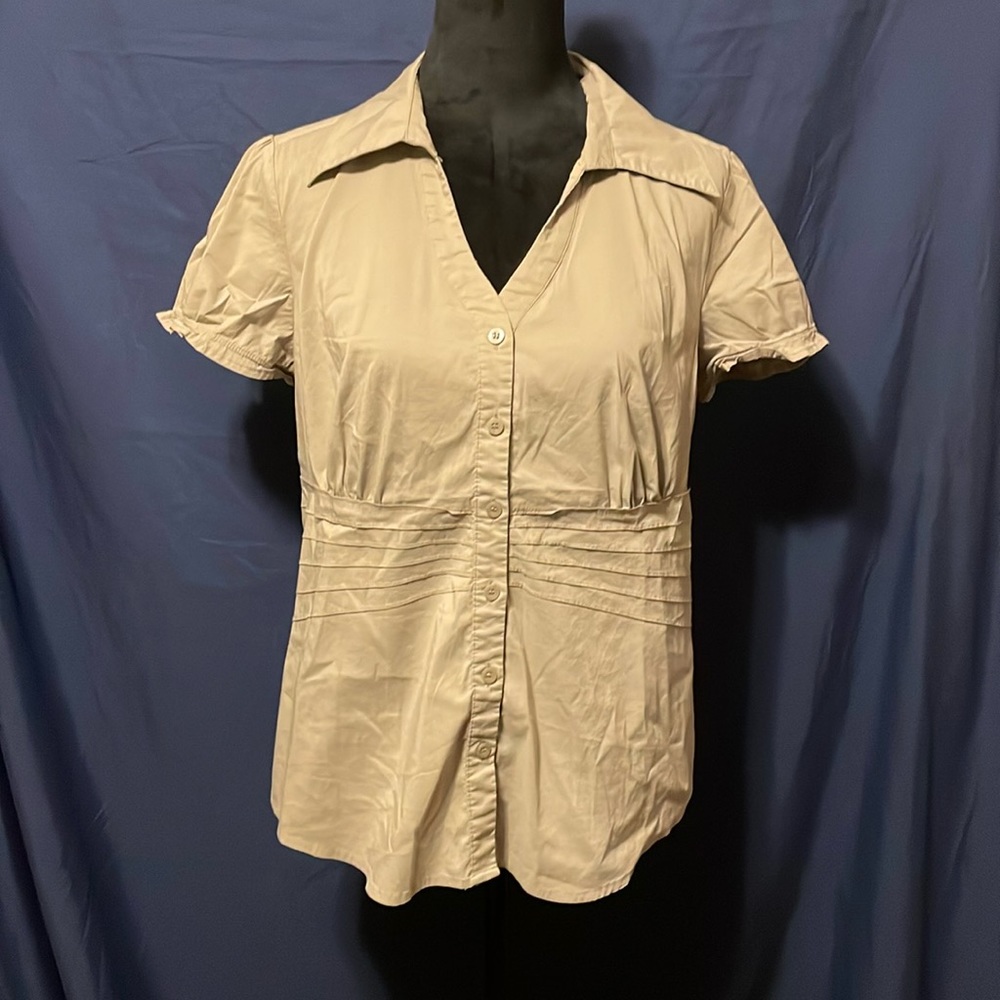 Alfani  tan size 10 button up tailored blouse